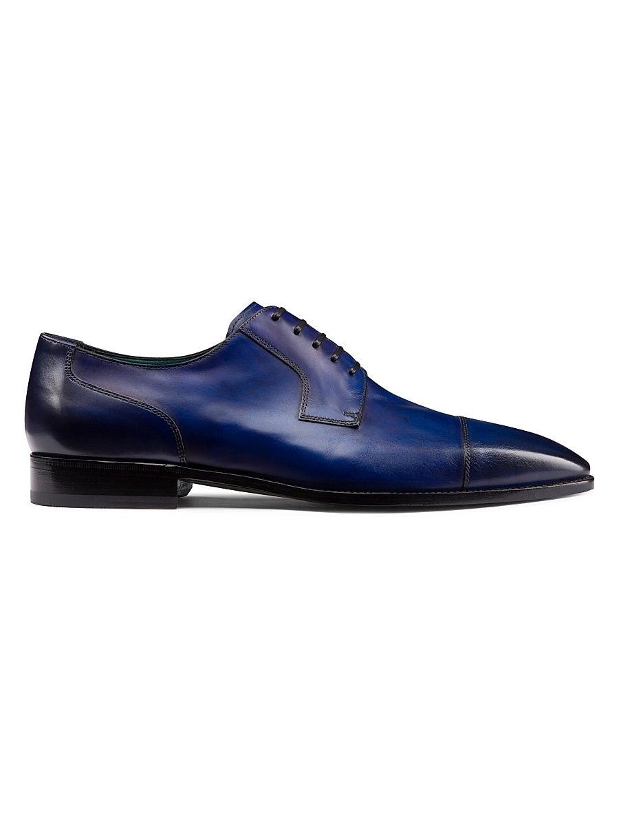 Men's Calfskin Leather Derby Shoes - Santorini Blue - Size 12