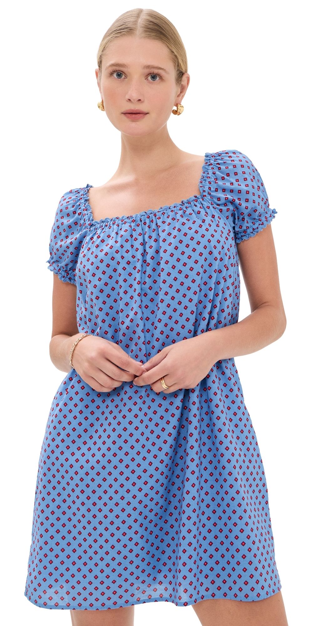 Madewell Chateau Mini Dress Diamond Foulard Calm Blue M