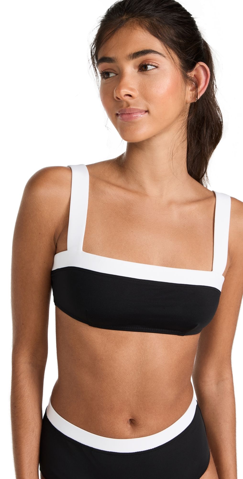 STAUD Liv Bikini Top Black/White XL
