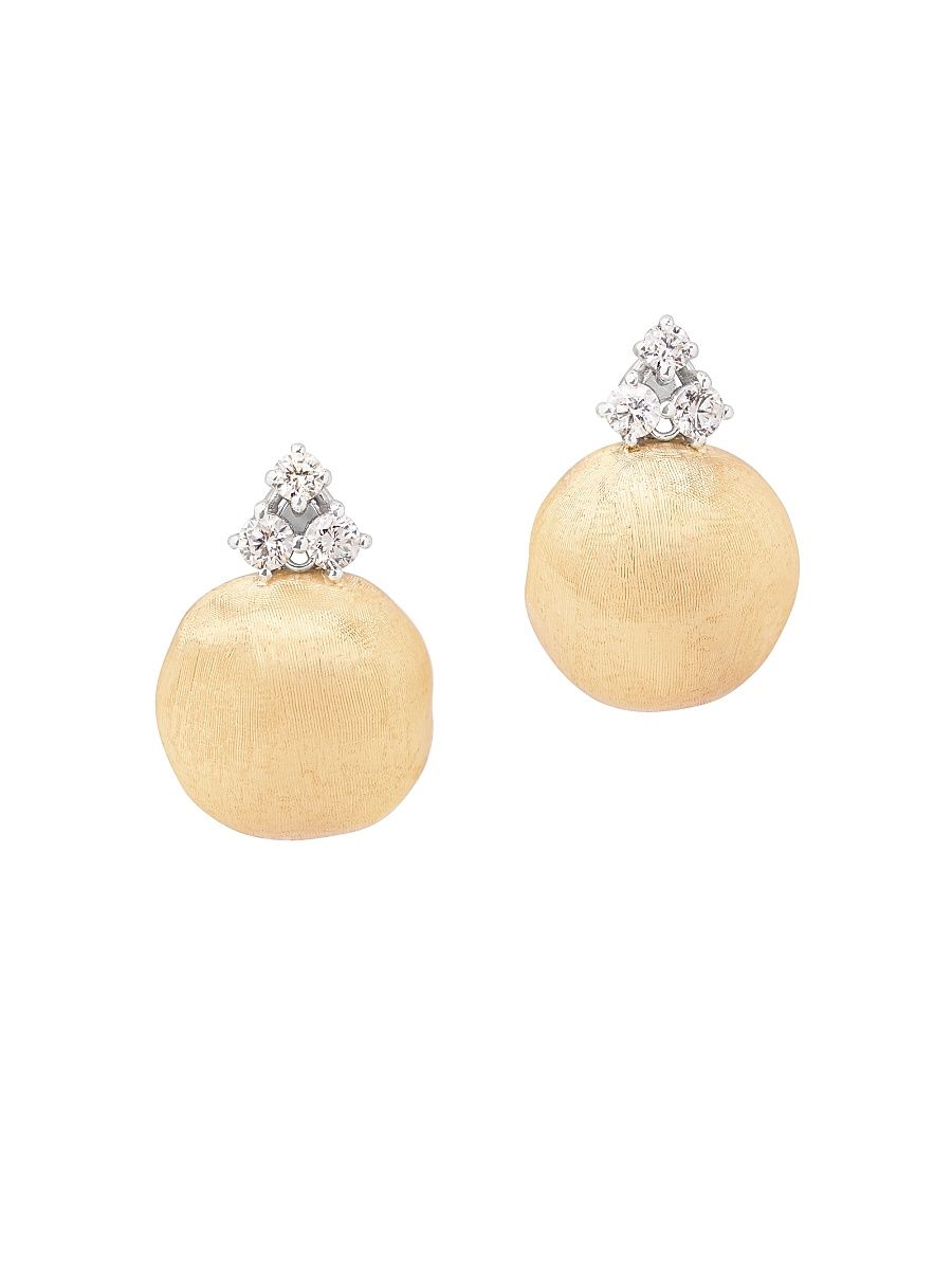 Women's Africa Two-Tone 18K Gold & 0.43 TCW Diamond Drop Earrings - Yellow Gold