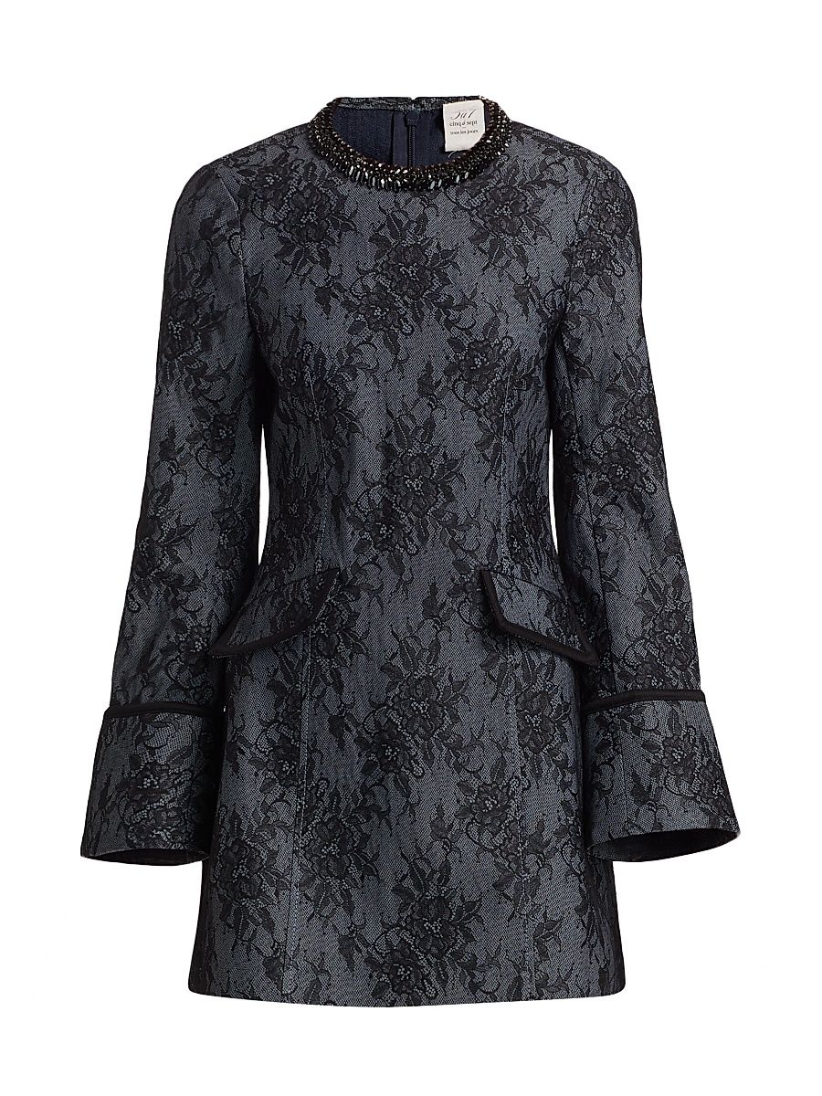 Women's Reina Lace Cotton-Blend Minidress - Light Indigo Black - Size 2
