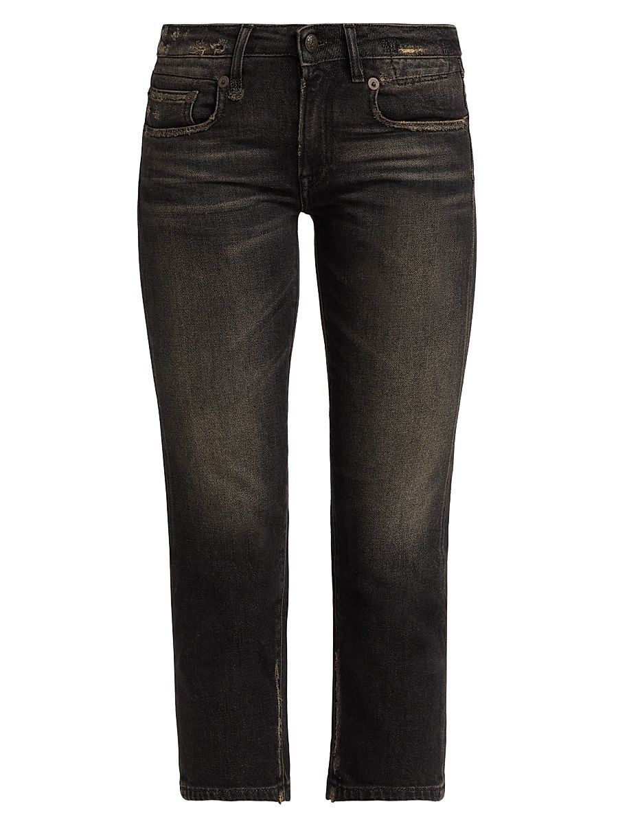 Women's Boy Low-Rise Cropped Jeans - Abbey Black - Size 31