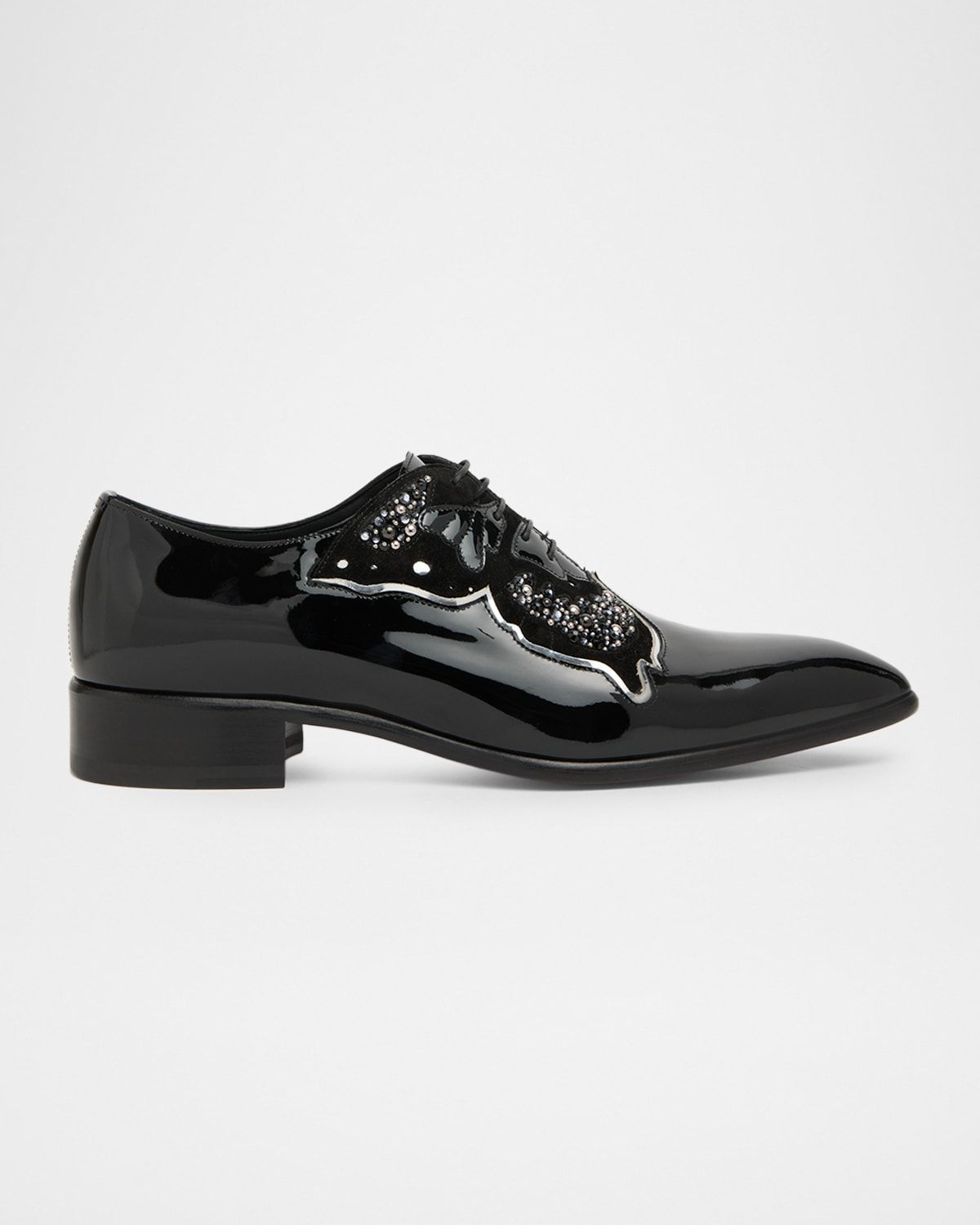 Men & apos;s Farfarock Butterfly Patent Calf Leather Oxford Shoes