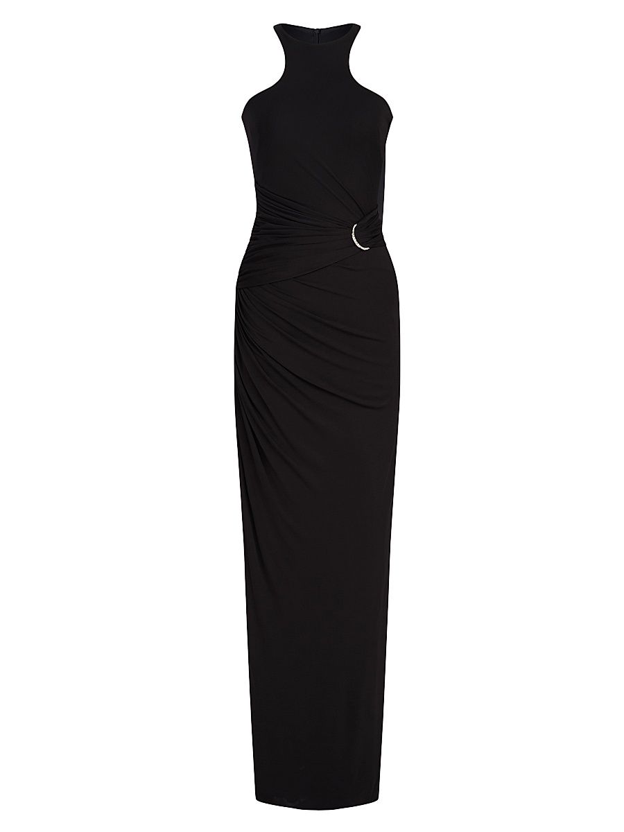 Women's Lang Gathered Jersey Gown - Black - Size 12