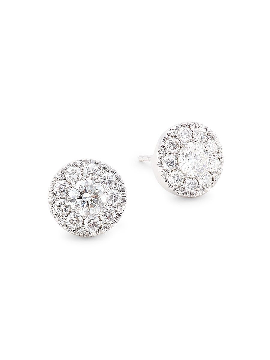 Women's 14K White Gold & 1.5 TCW Diamond Cluster Stud Earrings - White