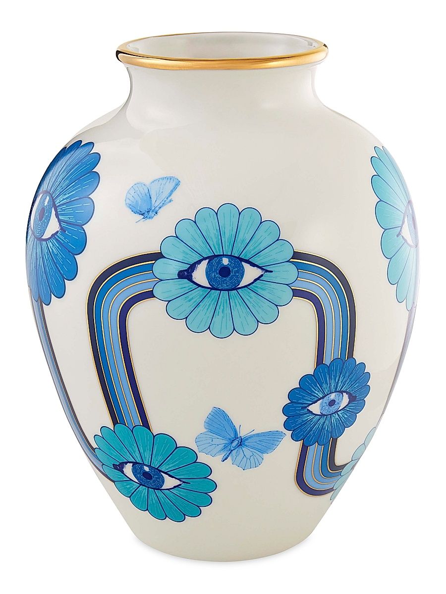Druggist Urn Vase - Blue White Gold
