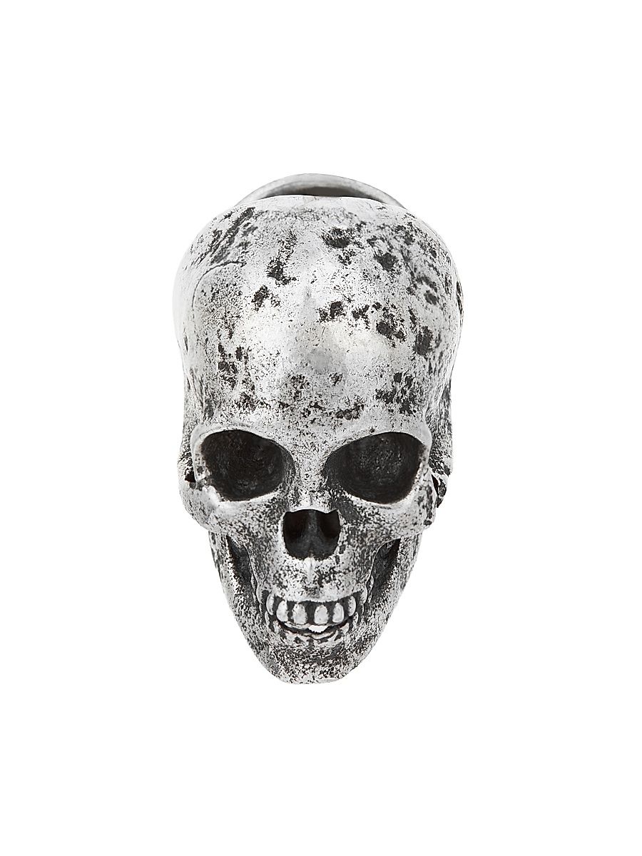 Men's Skull Sterling Silver Brooch - Silver