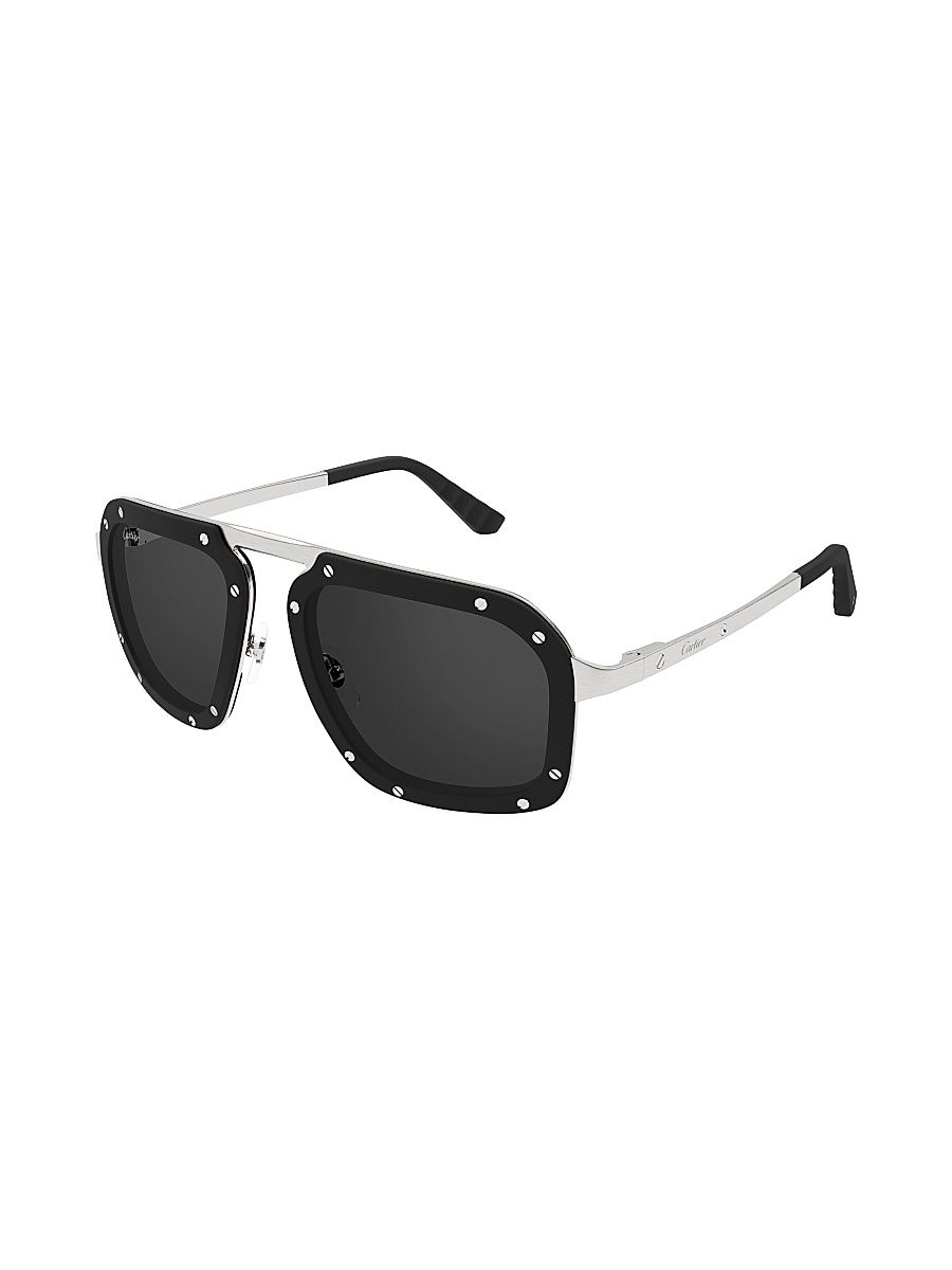Men's Santos Evolution 55MM Pilot Sunglasses - Black Silver