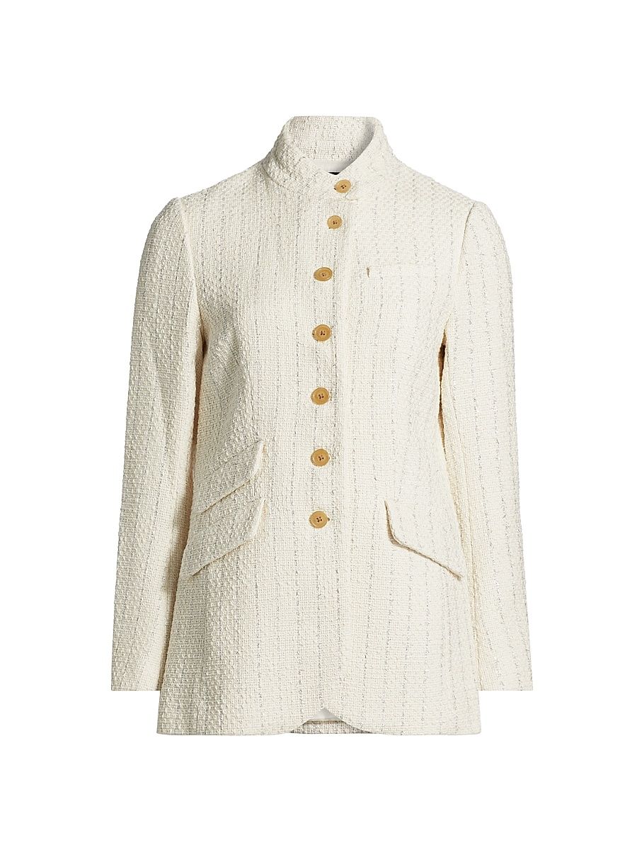 Women's Slade Long Tweed Blazer - Ivory - Size 6