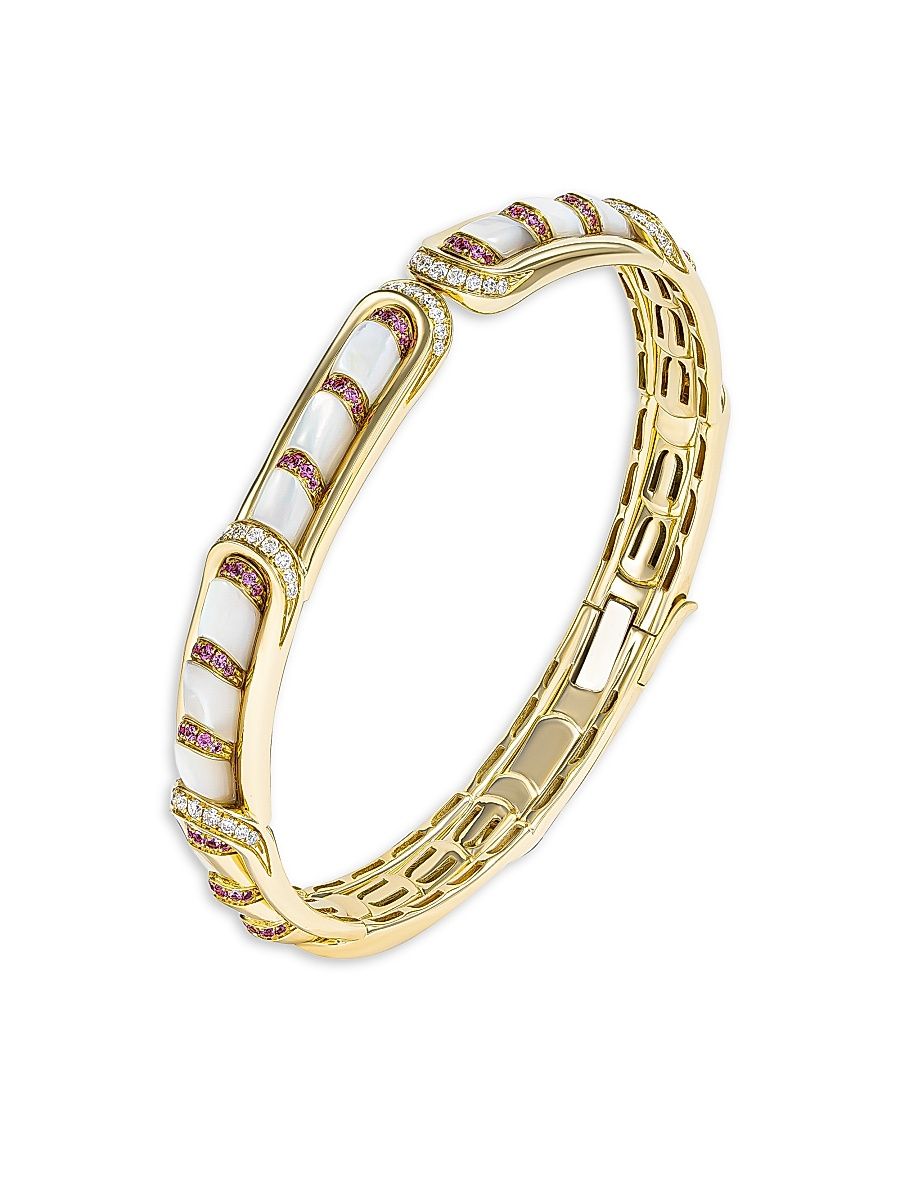 Women's Arco 18K Yellow Gold, 0.44 TCW Diamond, Pink Sapphire & Mother-Of-Pearl Bracelet - Yellow Gold