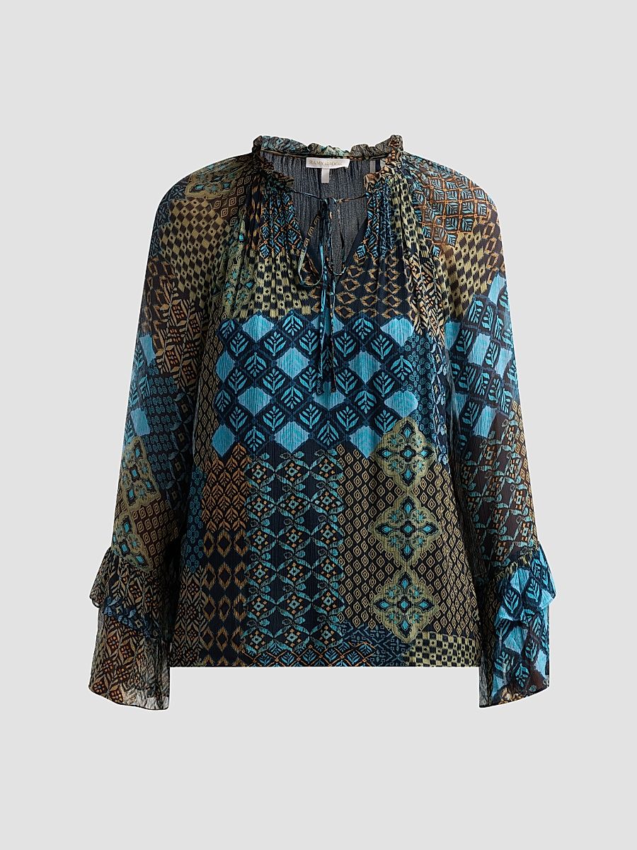 Women's Anya Multi-Print Blouse - Navy Multi - Size Large