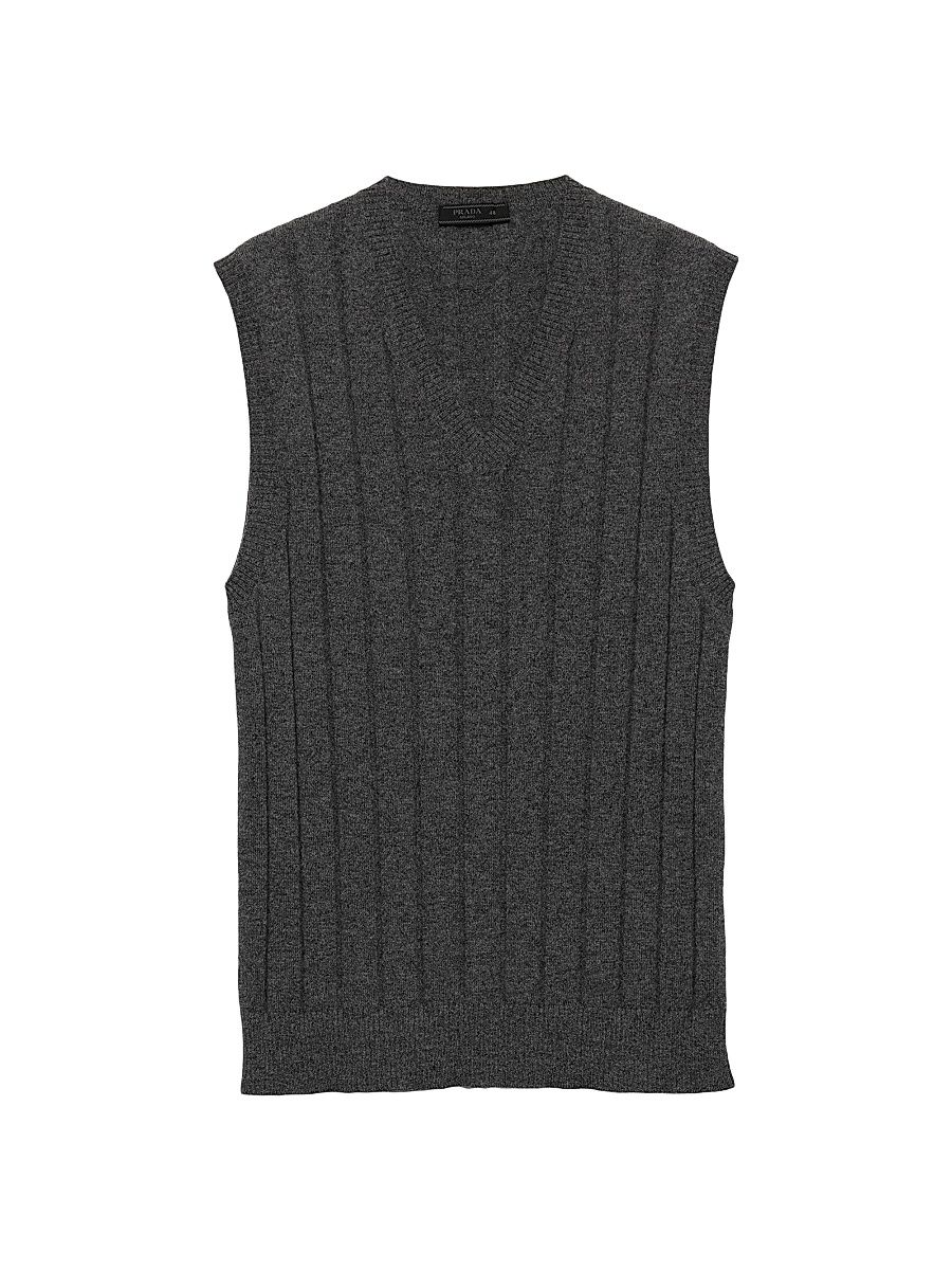 Men's Cashmere V-Neck Vest Sweater - Grey - Size 40