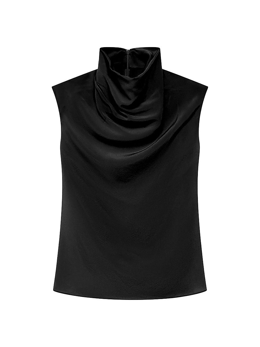 Women's Silk Draped Top - Black - Size 18