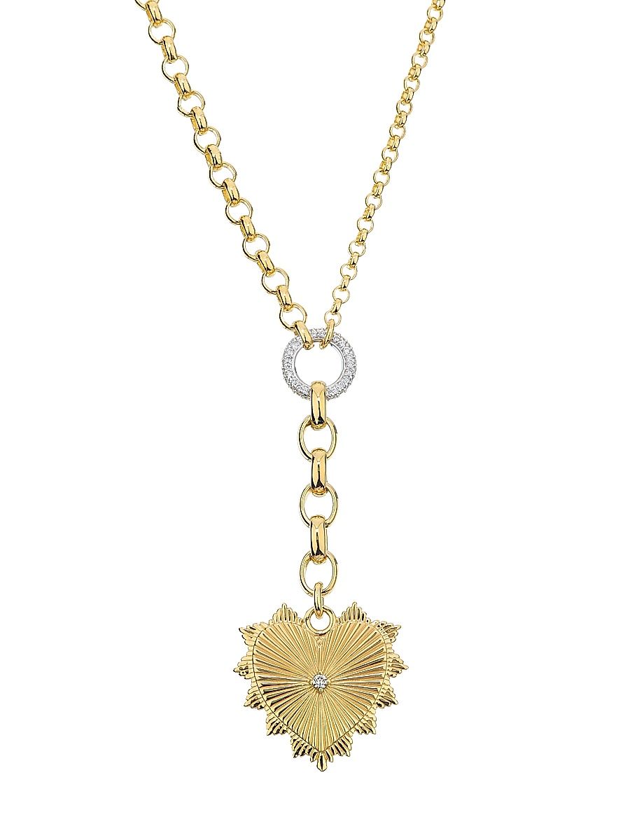 Women's True Love Two-Tone 18K Gold & 0.26 TCW Diamond Heart Pendant Necklace - Yellow Gold - Size 18