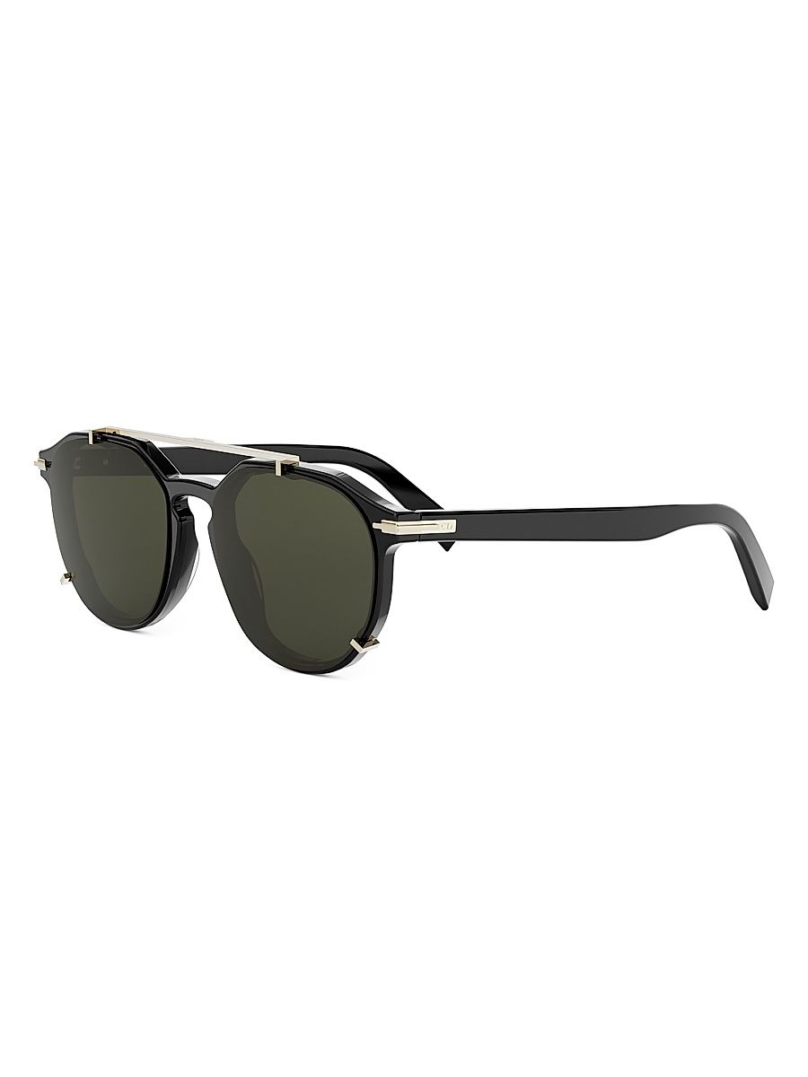 Men's DiorBlacksuit RI 56MM Round Sunglasses - Black Green