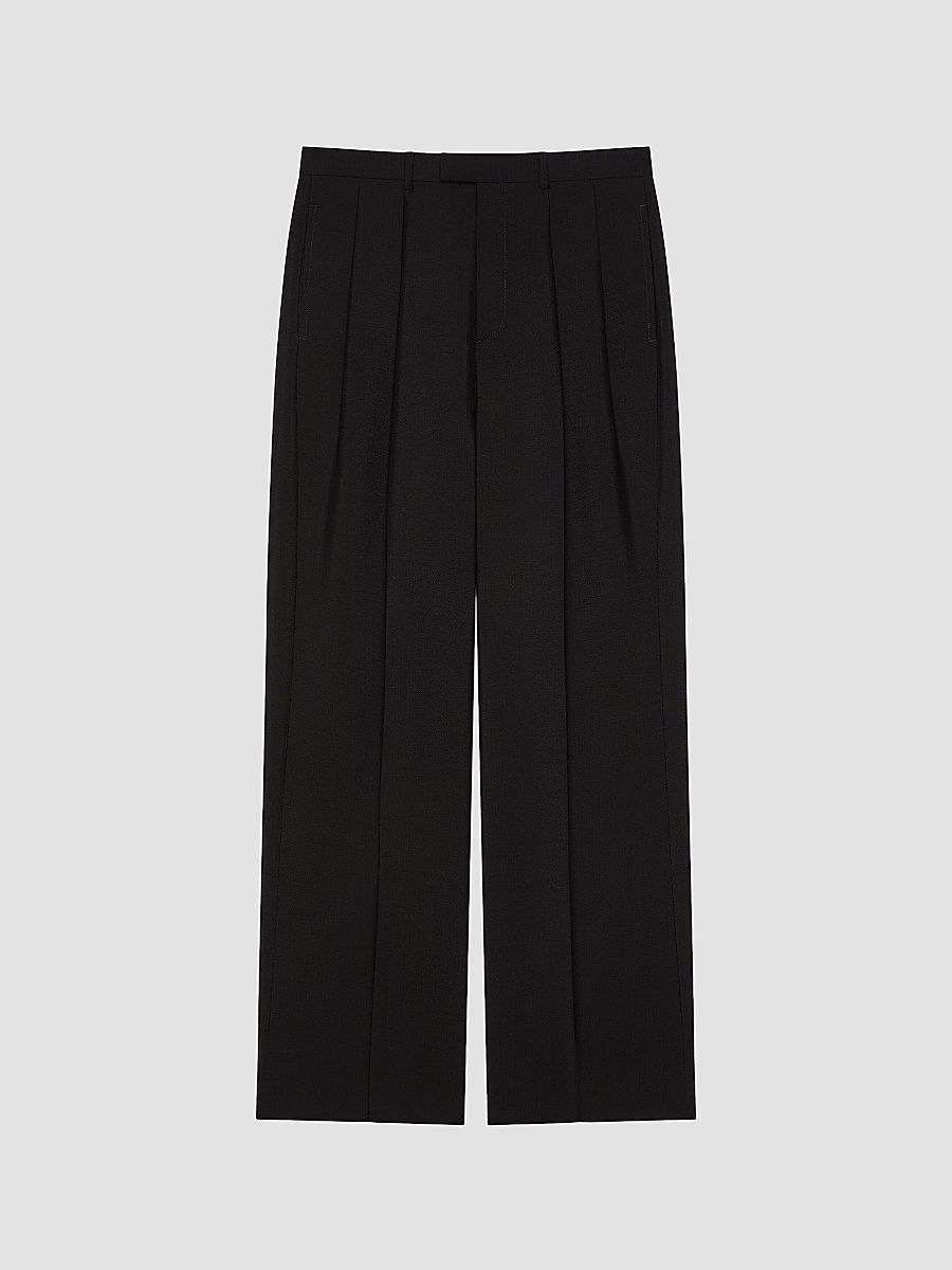Givenchy Men's Double Pleated Pants in Wool and Mohair - Black - Size 38