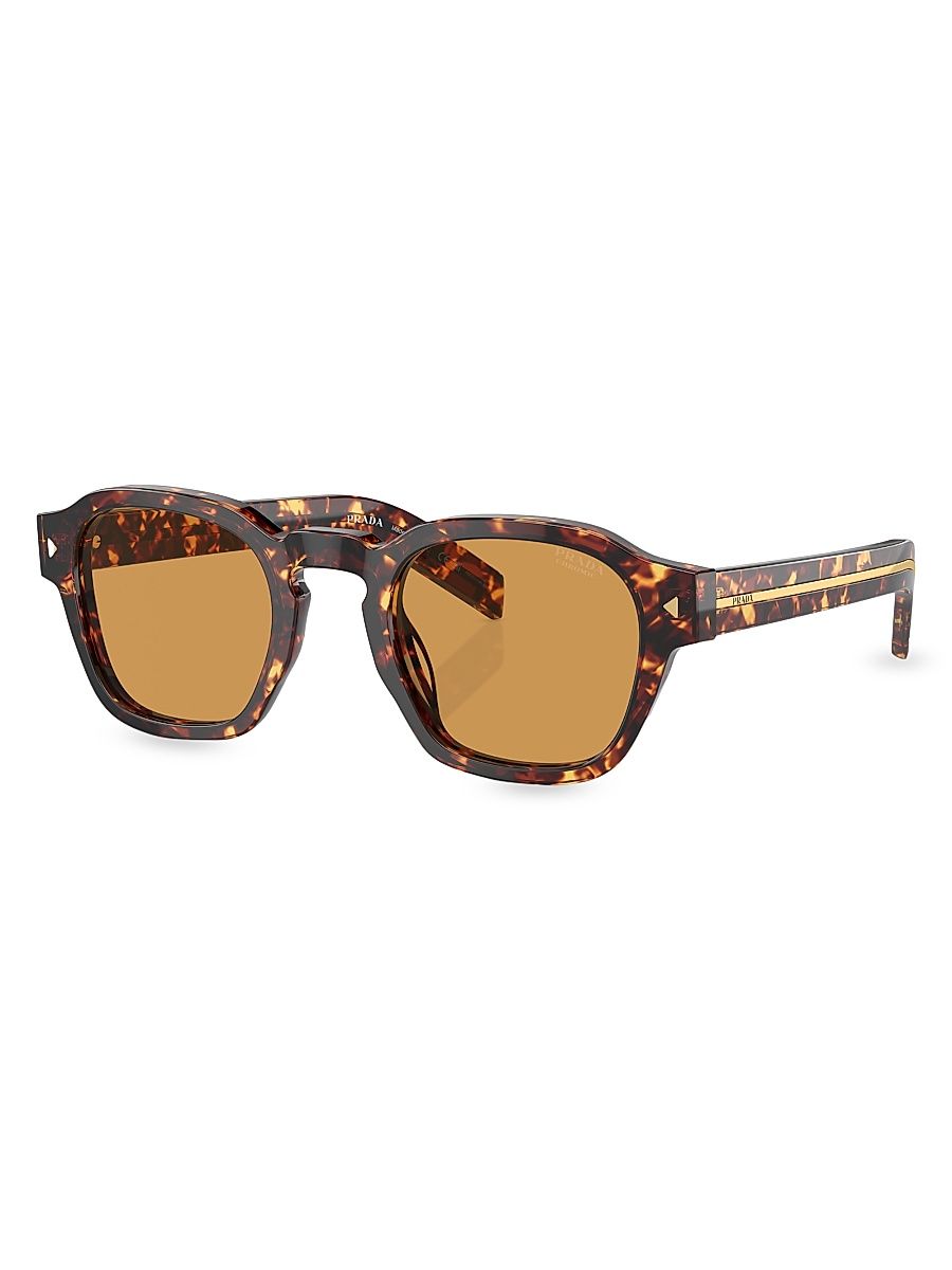Men's 53MM Round Sunglasses - Orange Havana Orange