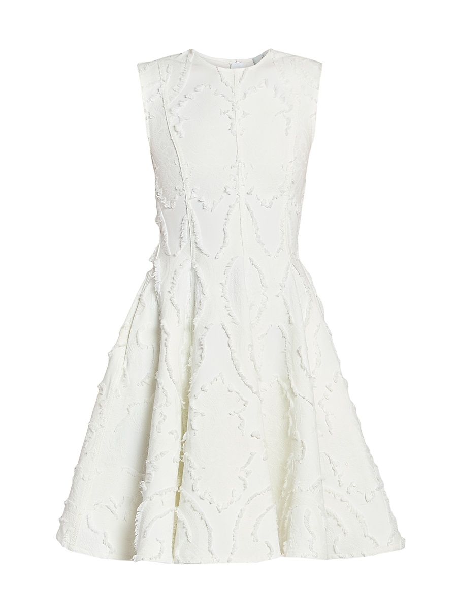 Women's Textured Denim Fit & Flare Minidress - Ivory - Size 4