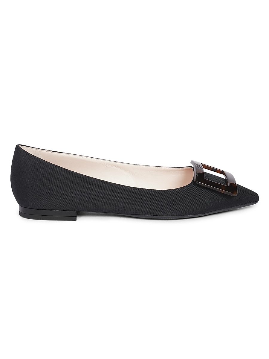 Women's Gommettine Leather Ballerina Flats - Nero - Size 12
