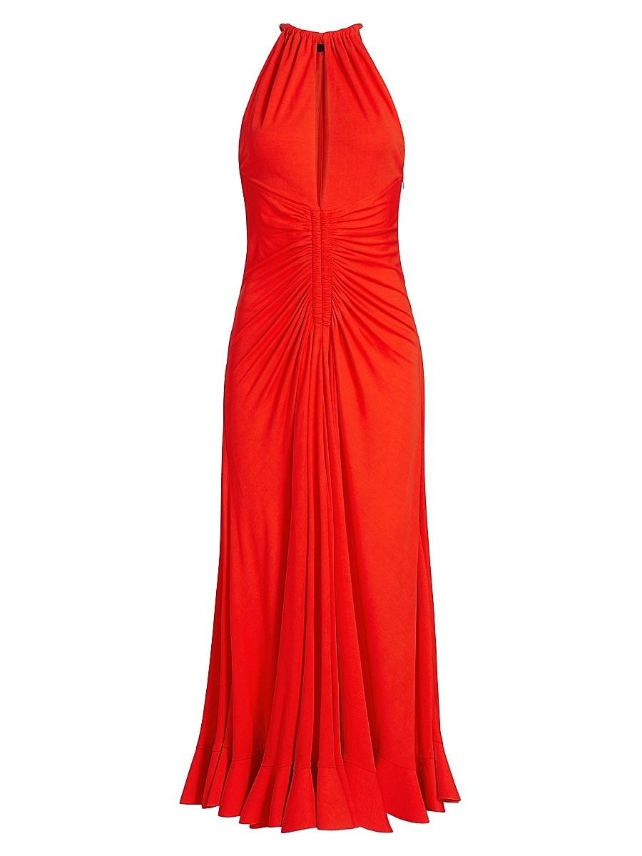 Women's Ruched Crepe Jersey Maxi Dress - Poppy - Size 12
