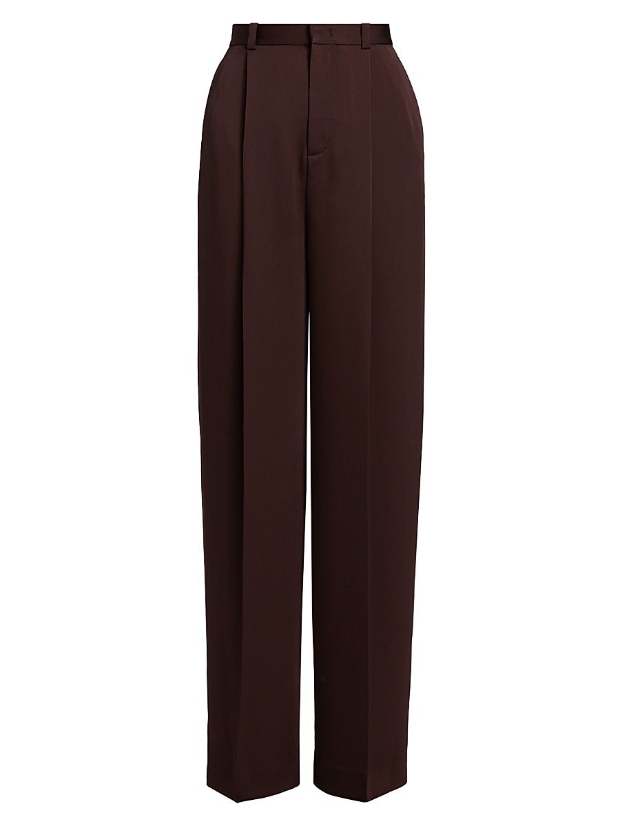 Women's Pleated Mid-Rise Trousers - Dark Fig - Size 8