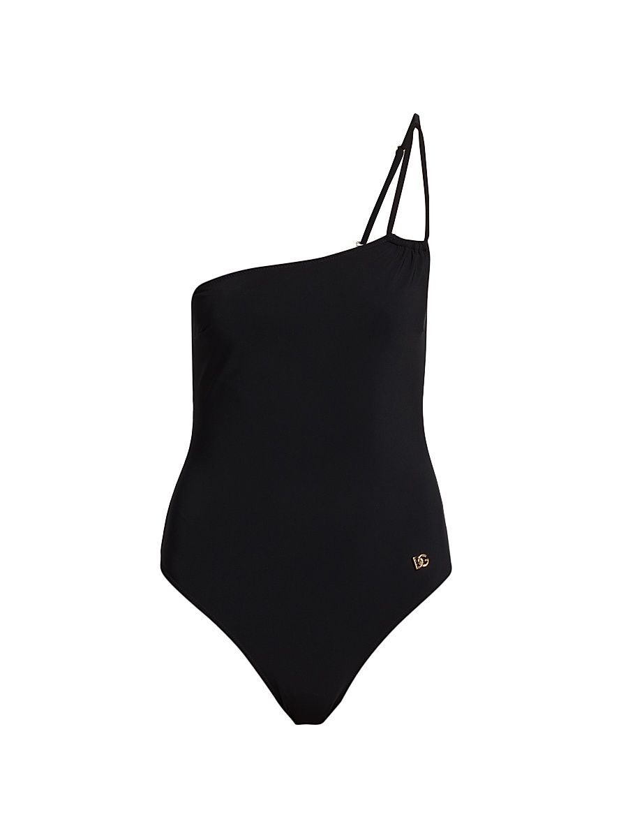 Women's One-Shoulder One-Piece Swimsuit - Nero - Size Large