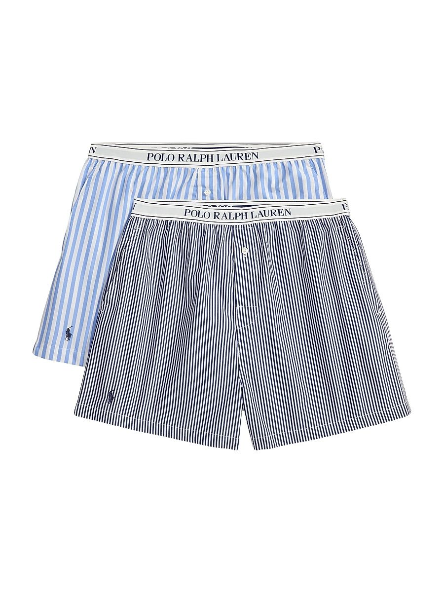 Women's Shirting Stripes 2-Pack Striped Boxer Shorts - Hydrangea Beacon Blue - Size XL