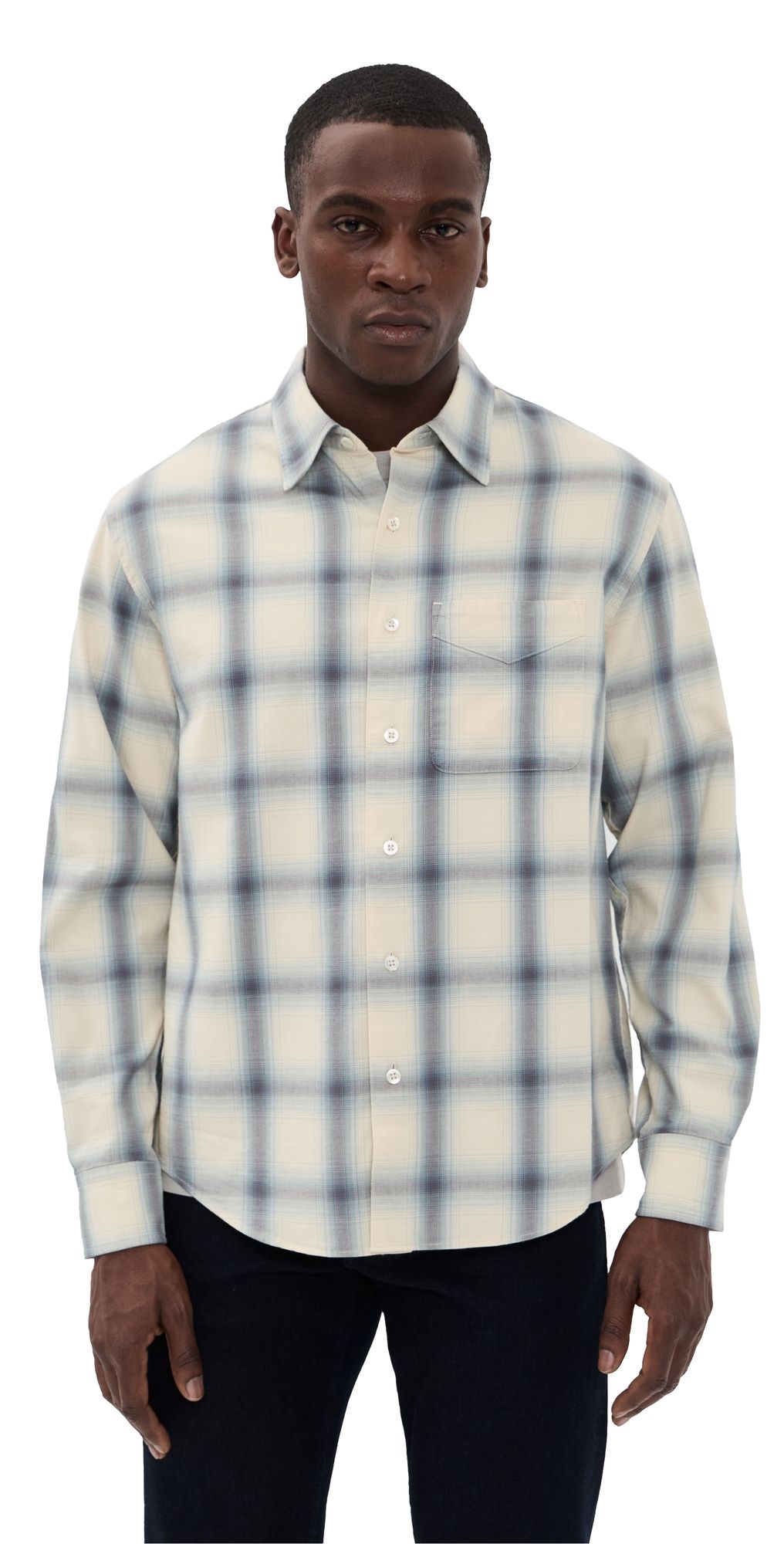 Madewell Long Sleeve Rayon Blend Shirt Ombre Fade Plaid M