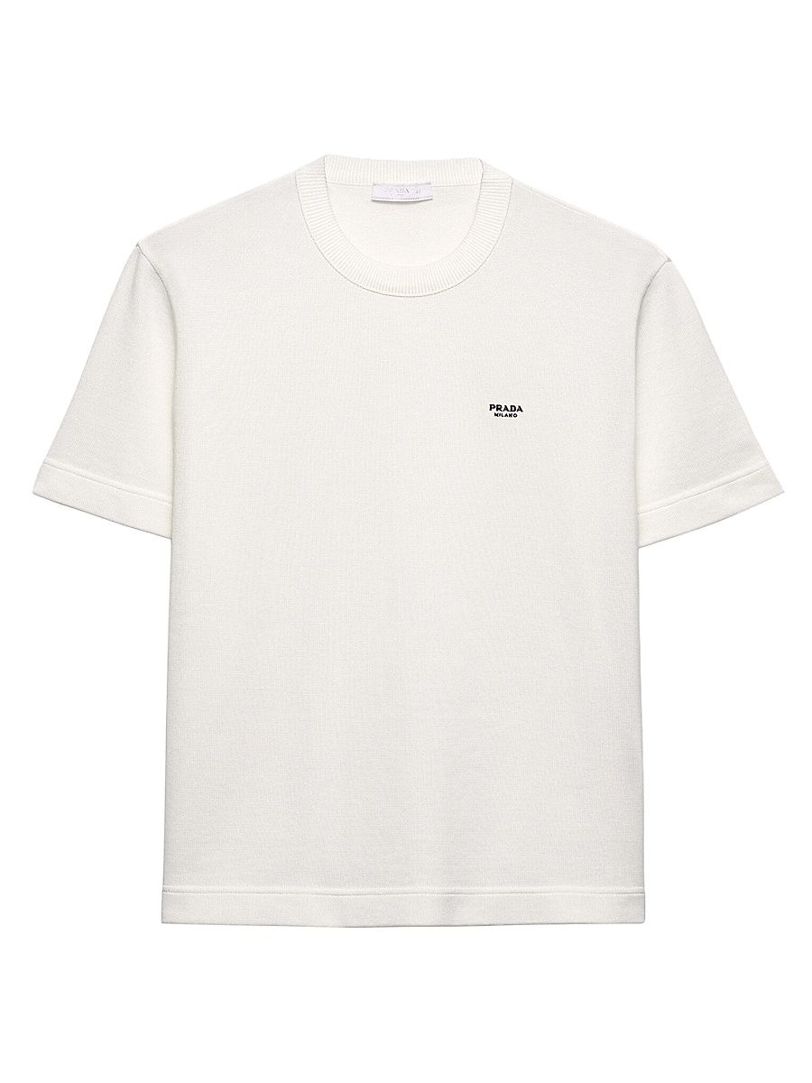 Men's Cotton Crewneck Sweater - White - Size 44