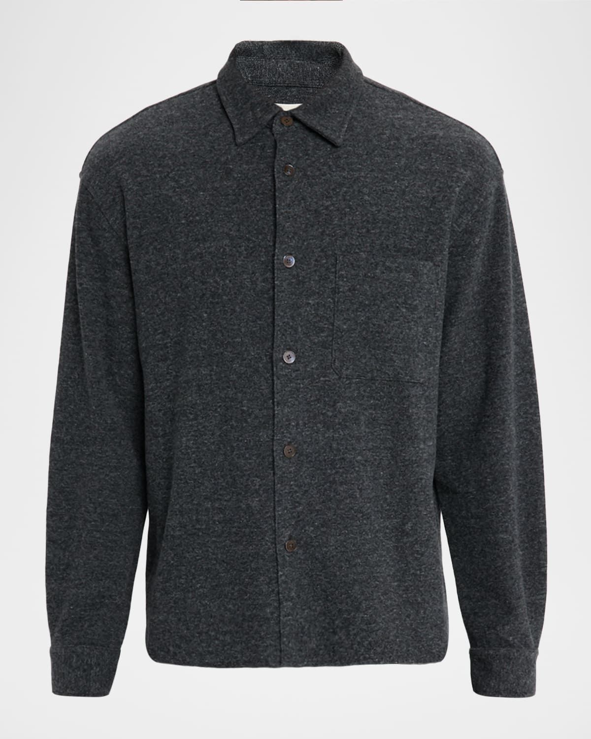Men & apos;s Textured Waffle-Knit Button-Down Shirt with Pocket