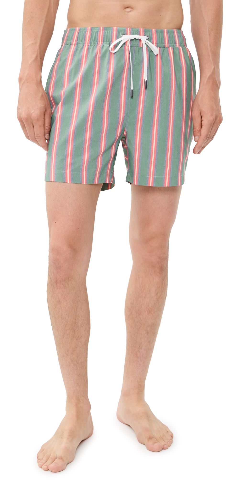 Onia Charles Swim Trunks 5 Resort Stripe Green Multi XXL
