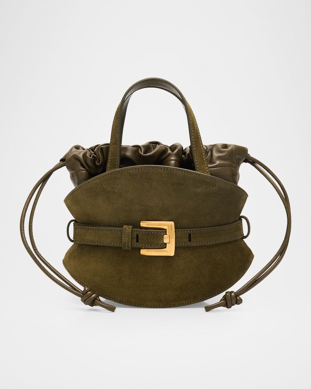 Shuffle Mini Belted Top-Handle Bag in Suede