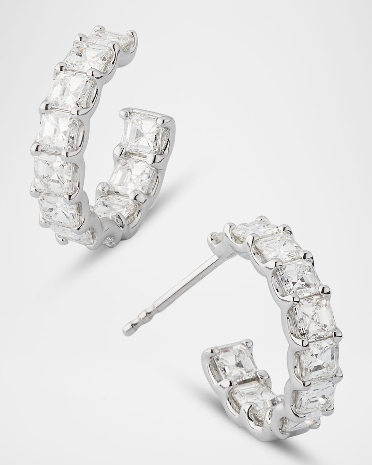 18K White Gold Inside Out Diamond Hoop Earrings, 3.30tcw, 0.5"L