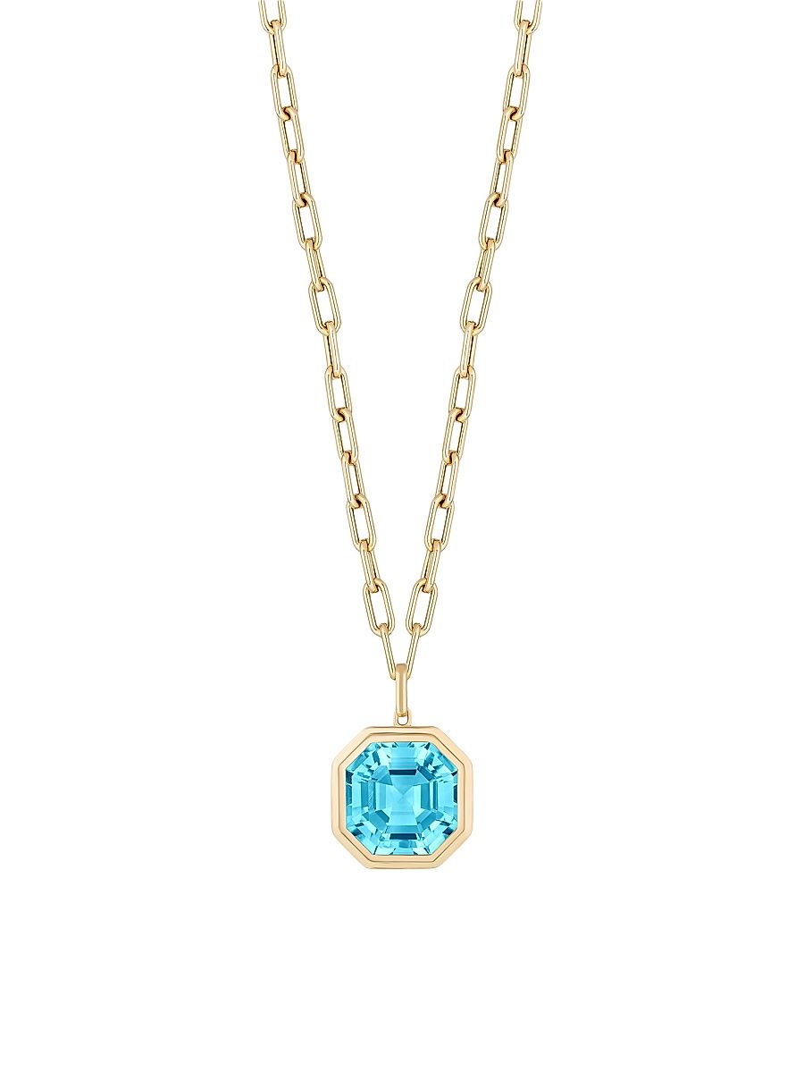 Women's Manhattan 18K Yellow Gold & Blue Topaz Pendant Necklace - Blue