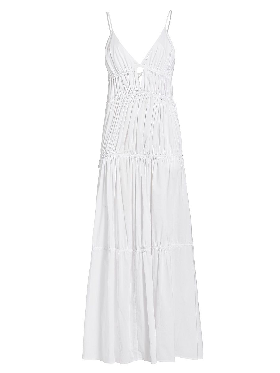 Women's April Tiered Gathered Maxi Dress - White - Size Large
