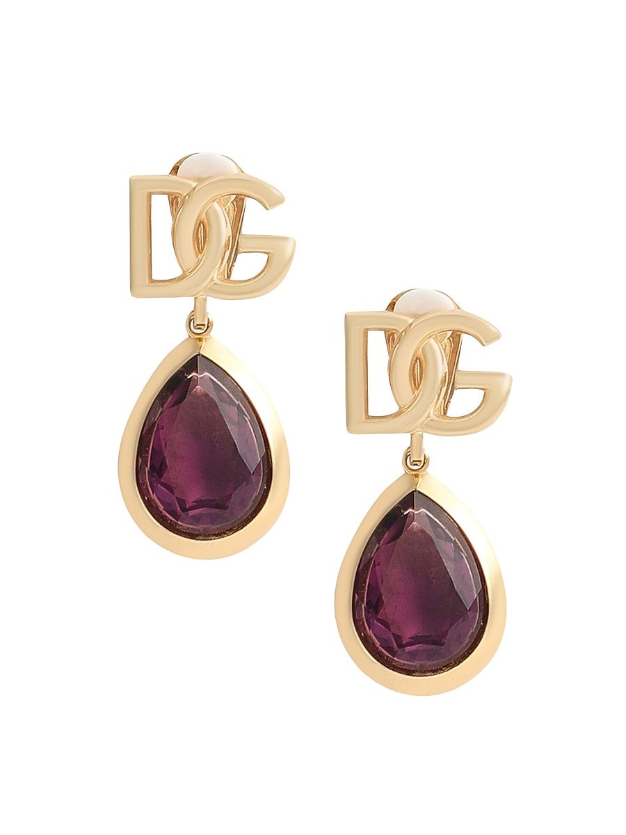 Women's Goldtone & Glass Crystal Logo Drop Earrings - Gold