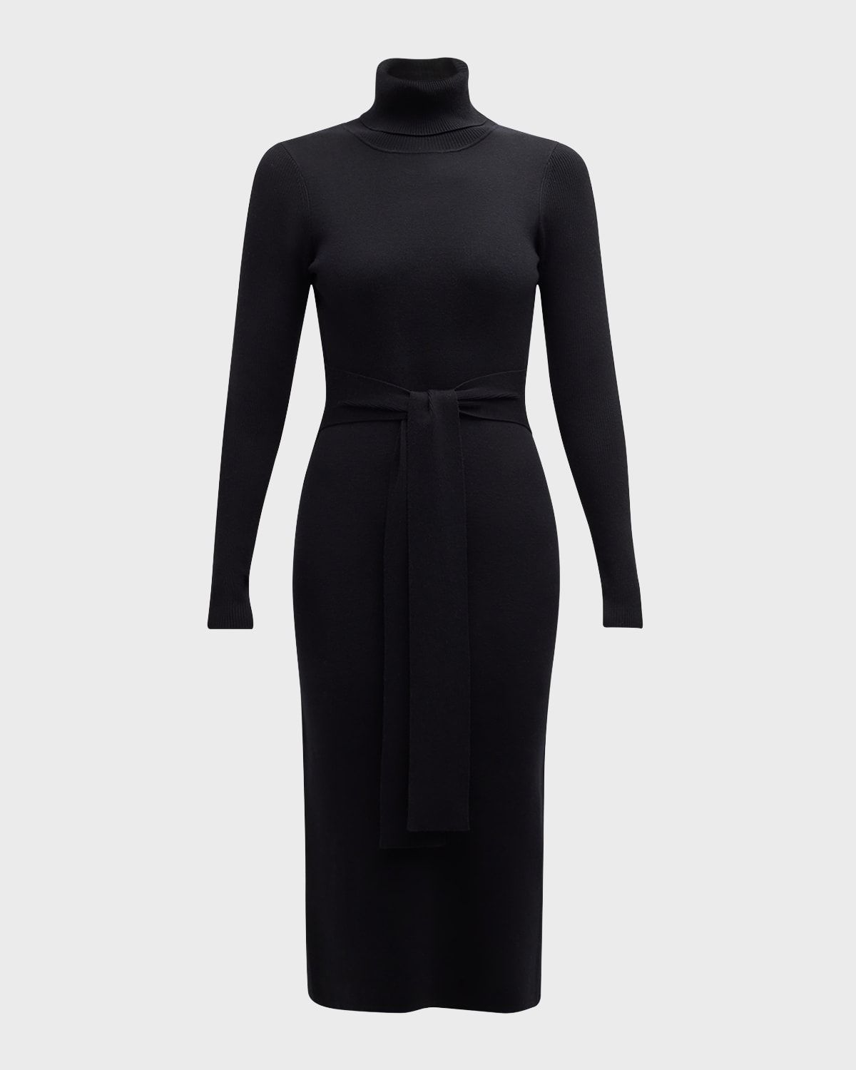 Logan Turtleneck Tie-Front Midi Dress