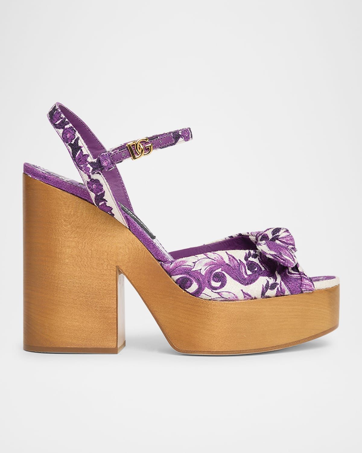 Maiolica Printed Knot Platform Sandals
