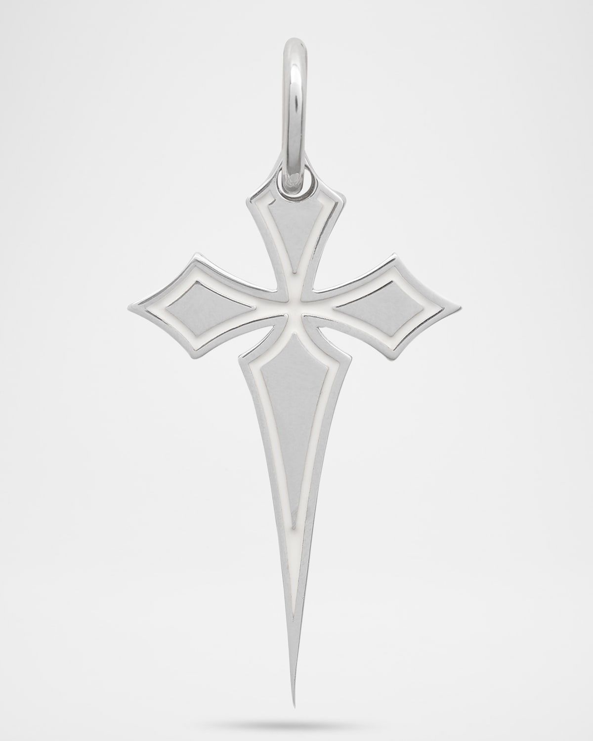 Men & apos;s The Cross Gothic Style High Polish Silver Ivory Enamel Pendant