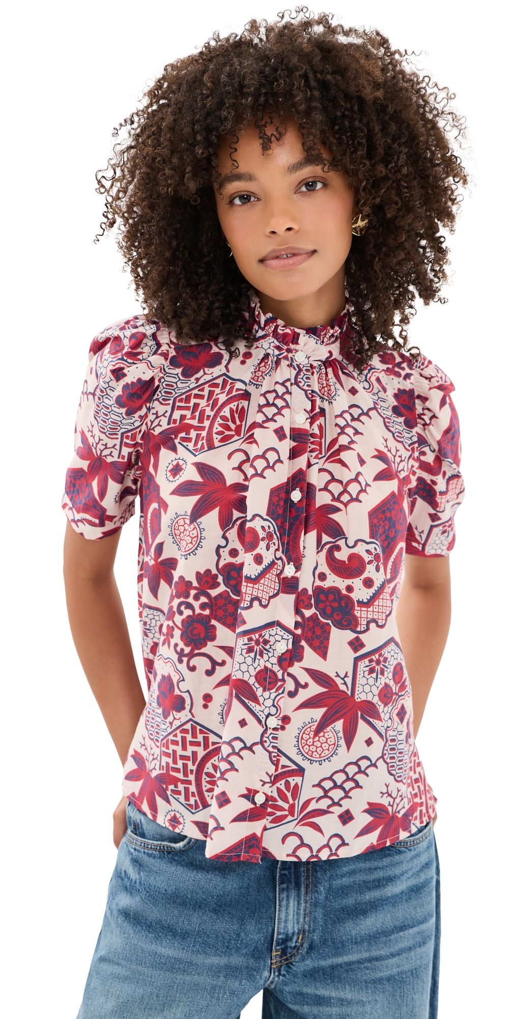 Alix of Bohemia Winnie Crimson Hive Shirt Off-White L