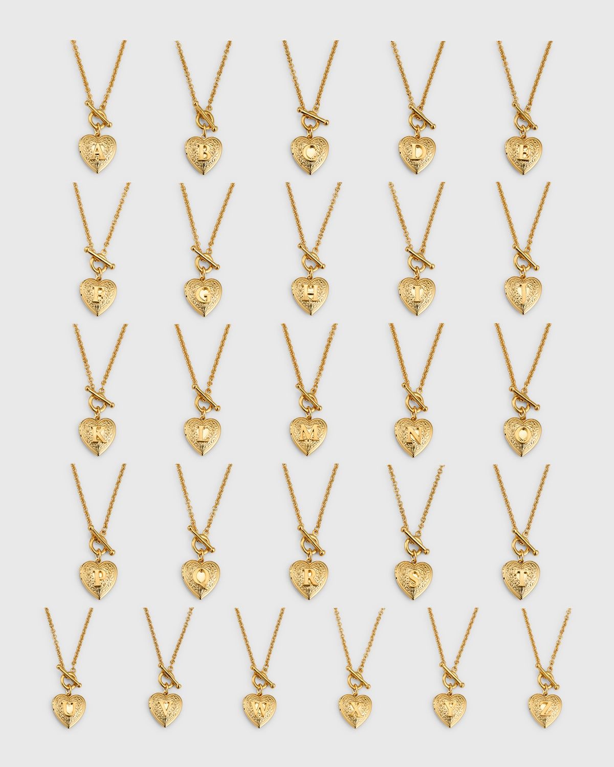 Gold Heart Initial Locket Necklace