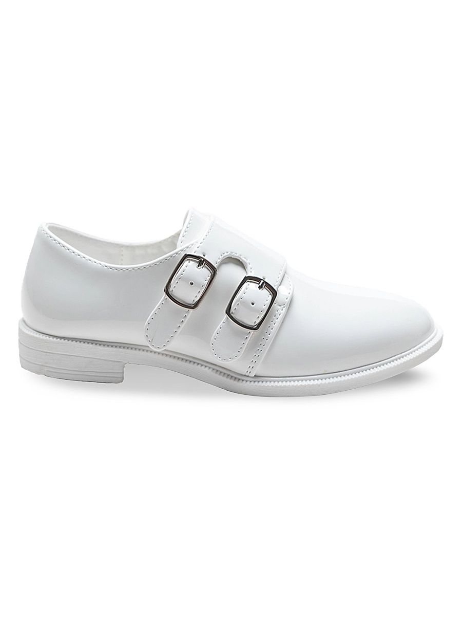 Patent Double Monk Strap Dress Shoes - White - Size 4 (Child)