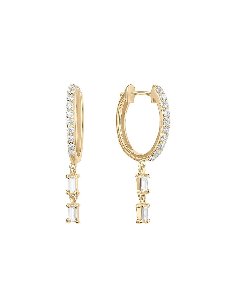 Women's Mini Flawless 14K Yellow Gold & 0.21 TCW Diamond Huggie Hoops - Yellow Gold