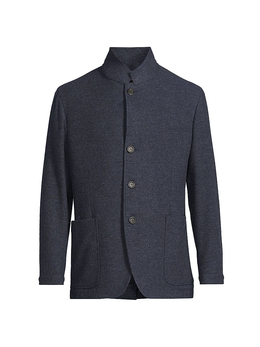 Men's Nuvola Melange Wool-Cashmere Sport Coat - Blue - Size 42