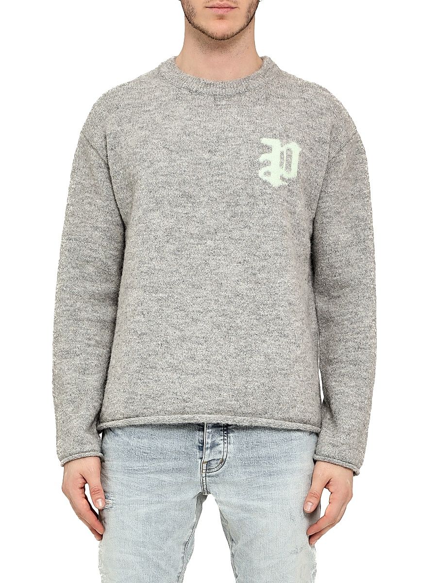 Men's Logo Alpaca-Blend Relaxed Sweater - Grey - Size Large