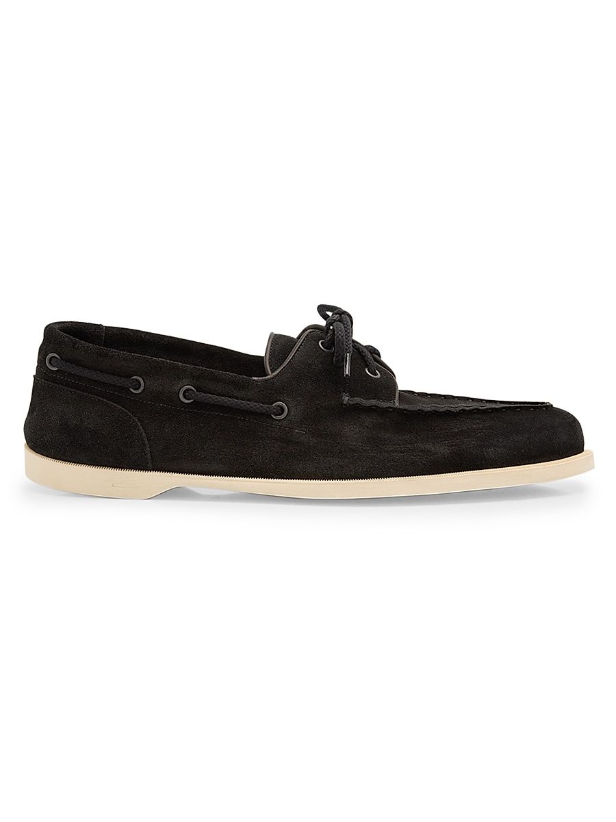 Men's Foil Suede Boat Shoes - Black - Size 12
