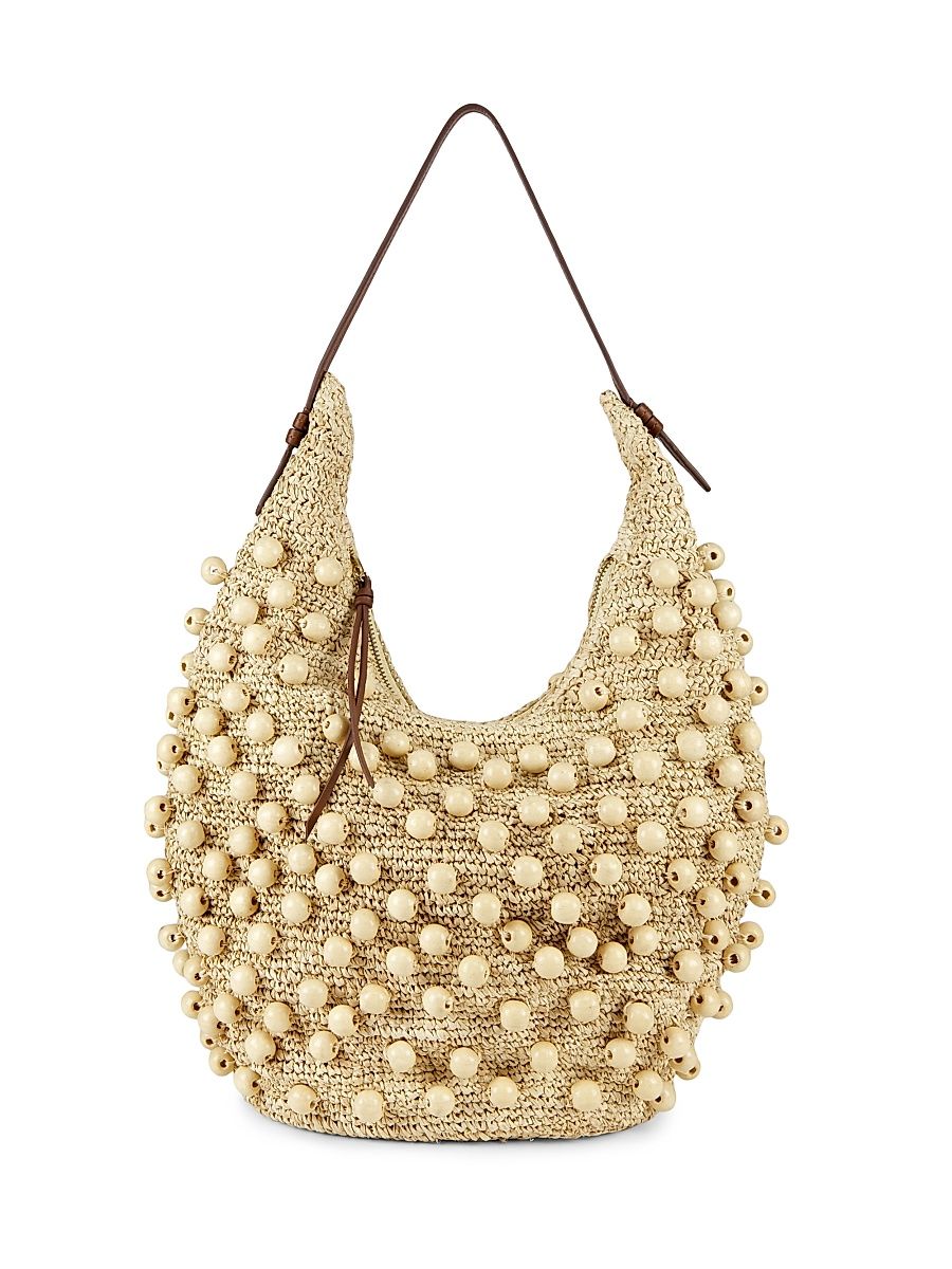 Women's The Brighton Beaded Raffia Hobo Bag - Sand