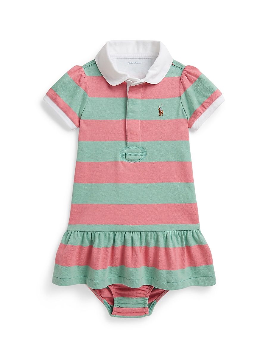 Baby Girl's Striped Cotton Rugby Dress & Bloomers Set - Desert Rose Multi - Size 9 Months