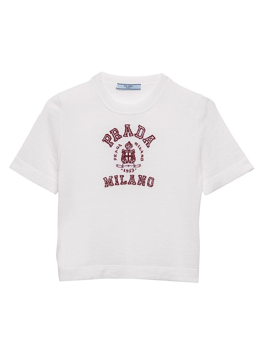 Women's Cashmere Intarsia T-Shirt - White - Size 10