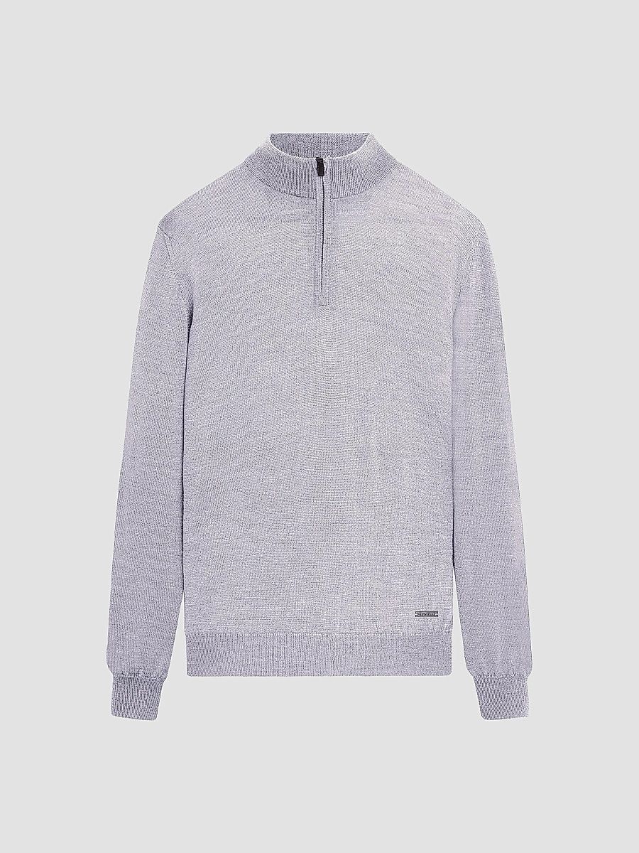 Bugatchi Men's Spencer Wool Half-Zip Sweater - Platinum - Size XXL